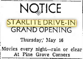 Starlite Drive-In Theatre - 1957 Ad (newer photo)